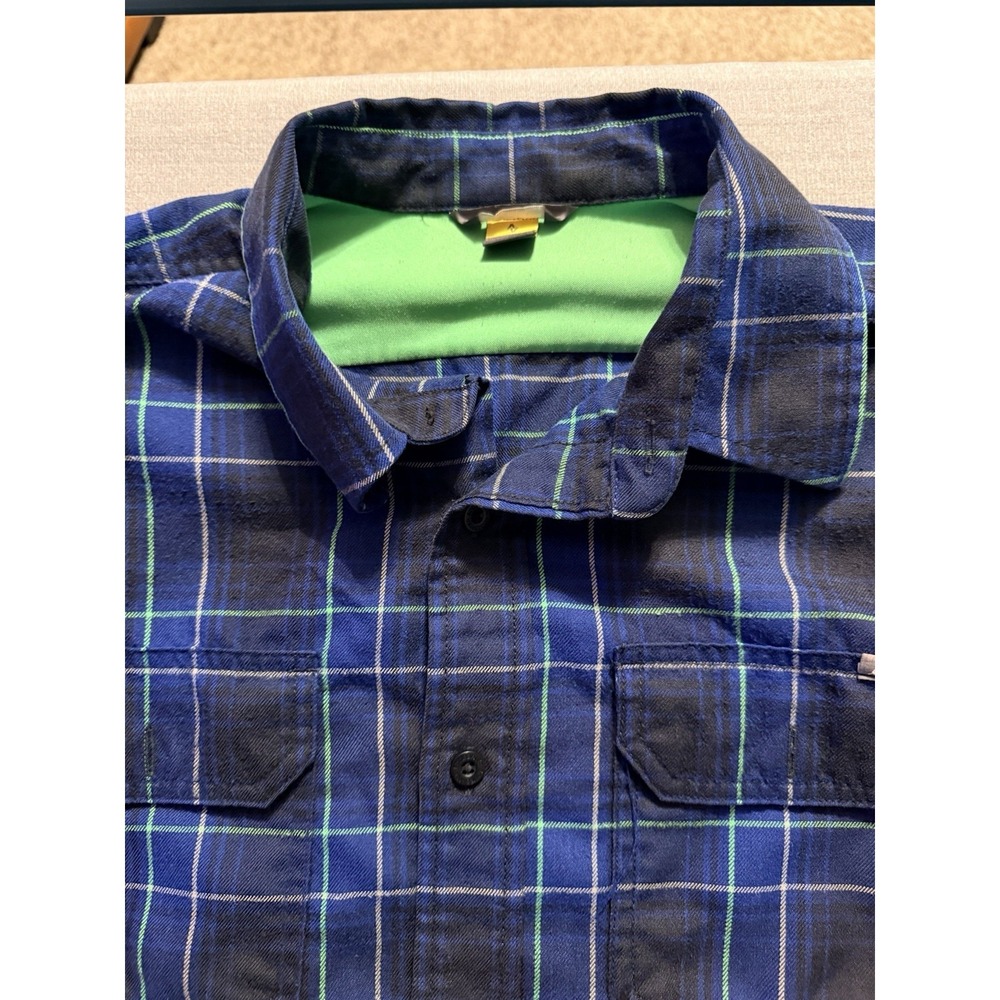 Eddie Bauer Plaid Shirt Mens L Blue Long Sleeve Button Up‎ Outdoor Hiking Casual - Picture 3 of 6